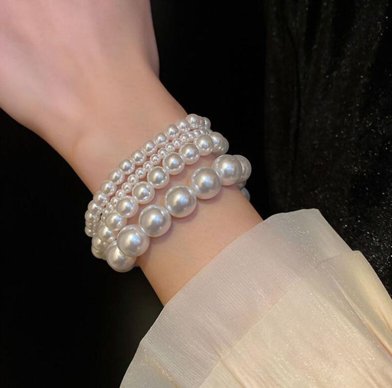 French Retro Simple Stretch Pearl Bracelet Girls String Beads Bracelet Bracelet High Sense Hand Jewelry Bracelet