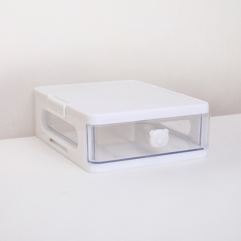 Transparent Desktop Storage Box Korean Simple Ins Style Drawer Plastic Stationery Ornament Journal Material