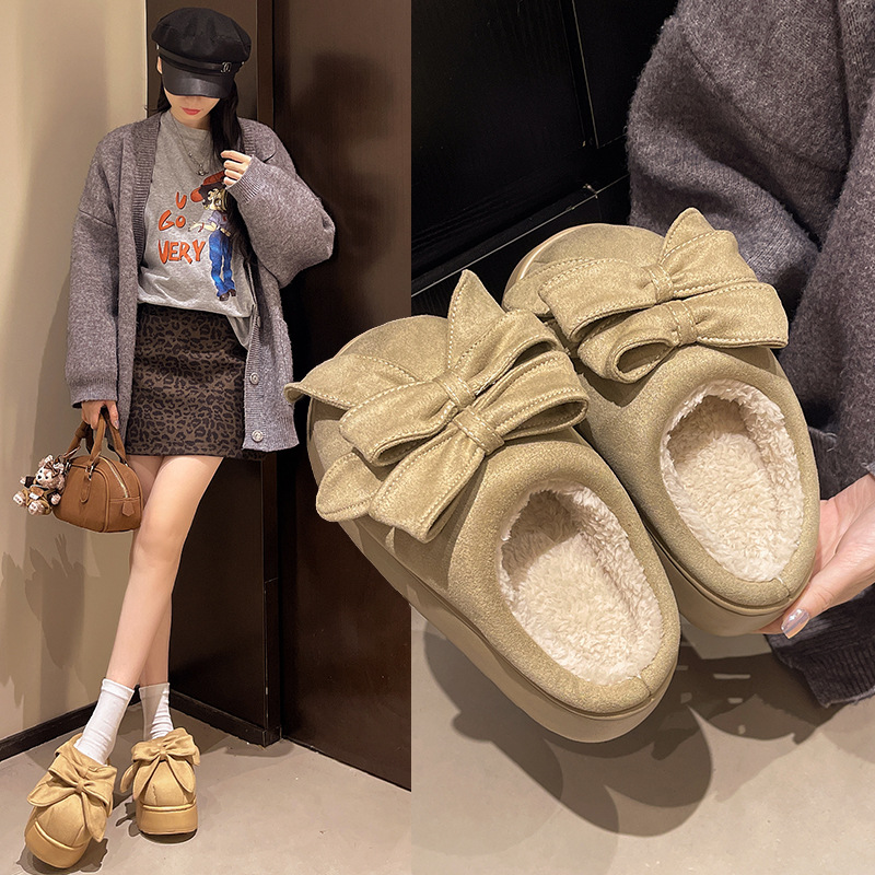 高颜值厚底棉拖鞋女新款冬季休闲百搭保暖室内居家防滑底毛毛拖鞋