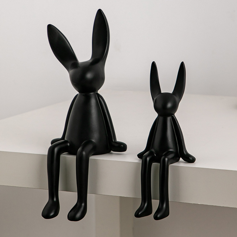 macaron creative cartoon sitting long eared rabbit decoration high-end entry lux living room tv cabinet wine cabinet hallway decorations
