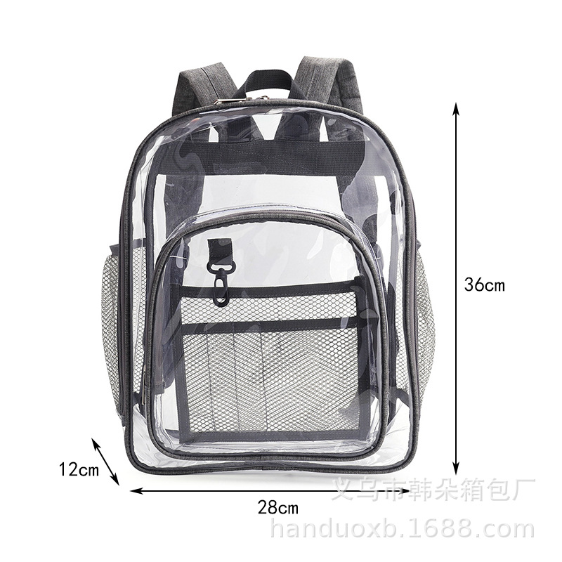 Cross-Border Amazon Environmental Protection Pvc Transparent Backpack Fashion Waterproof Student Schoolbag Transparent Bag Gel Bag
