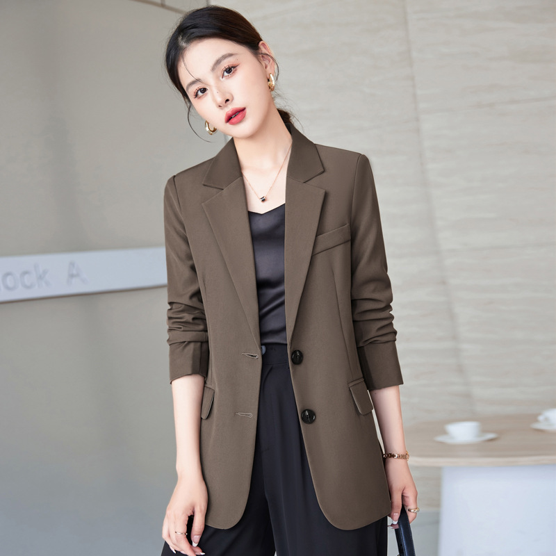 深咖西装外套女小个子2023春季新款时尚休闲洋气高级感西服两粒扣