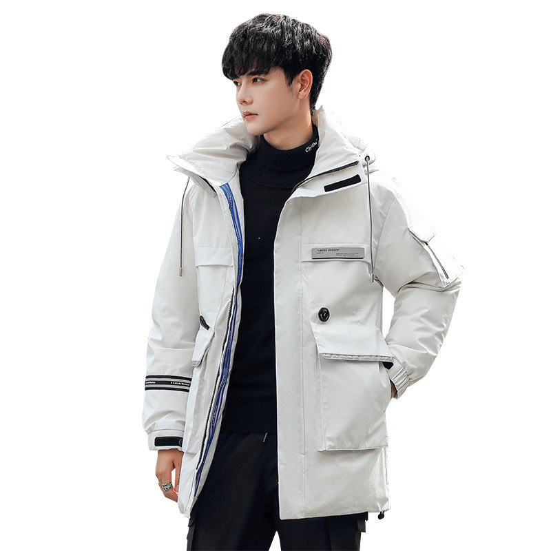 2022 New Mid-Length down Jacket Teenagers Winter Trendy Couple Clothes Thickened Warm Hooded Jacket Men