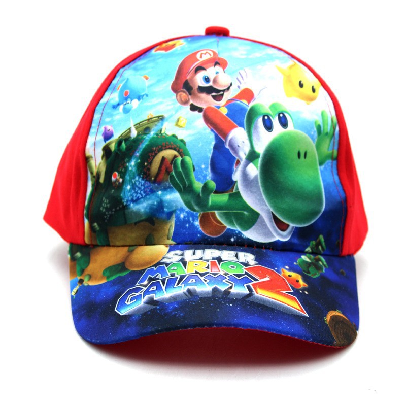 Cross-Border New Arrival Mario Cartoon Surrounding the Game Children's Baseball Cap Super Mary Brothers Printed Sunshade Duck Tongue