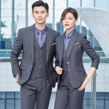 西服套装男士职业正装商务休闲销售工装韩版黑色工作服西装外套秋