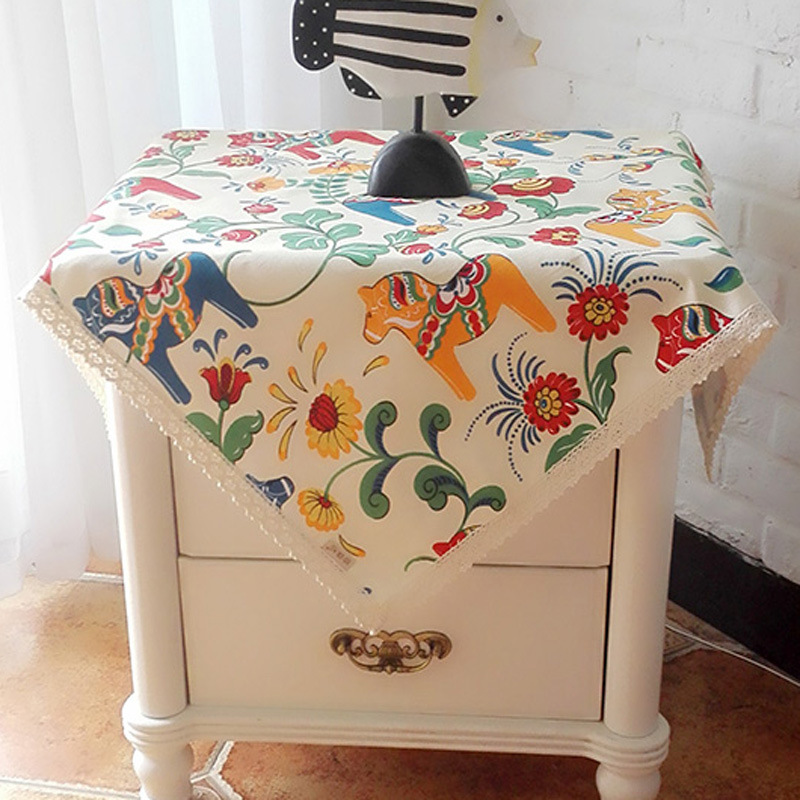 71tx桌布田园全棉空调冰箱洗衣微波炉打印机扫地机床头柜罩巾盖布
