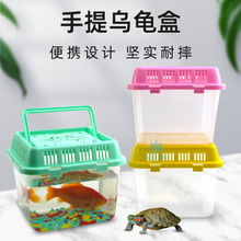 手提多用途宠物盒小鱼瓶乌龟盒仓鼠饲养盒耐摔款运输盒龟缸螃蟹盖