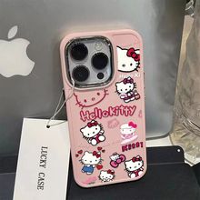 凯蒂猫手机壳适用苹果15promax金属相框iphone14plus软壳13大孔