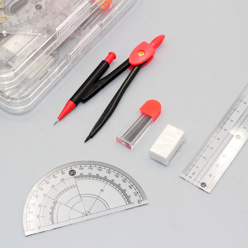 学生用套装圆规尺规作图尺子橡皮木工机械绘图建筑图测量便捷工具