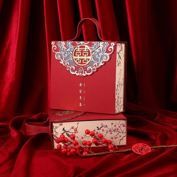 中式结婚伴手礼盒婚宴手提袋子婚礼喜糖盒定 制个性创意婚庆用品