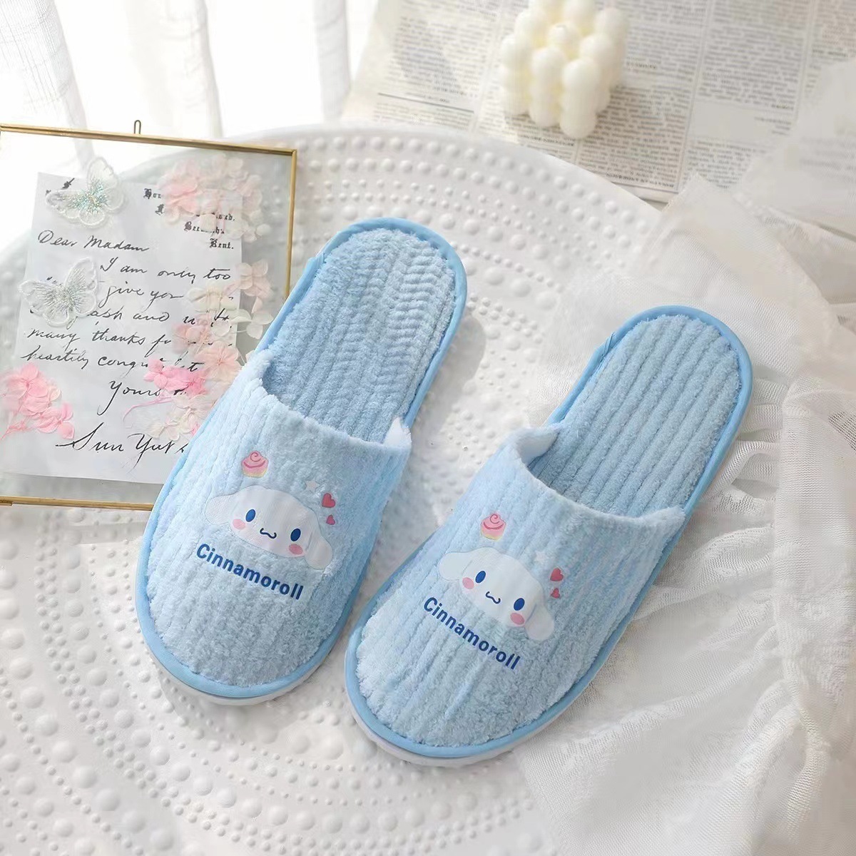 New Cartoon Cute Travel Portable Slippers Hotel Homestay Washable Coral Velvet Slippers