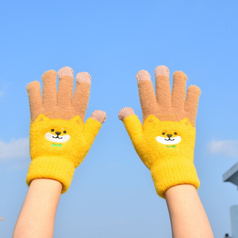 跨境冬季触屏手套女生圣诞礼物保暖小熊手套可爱手套骑车手套批发
