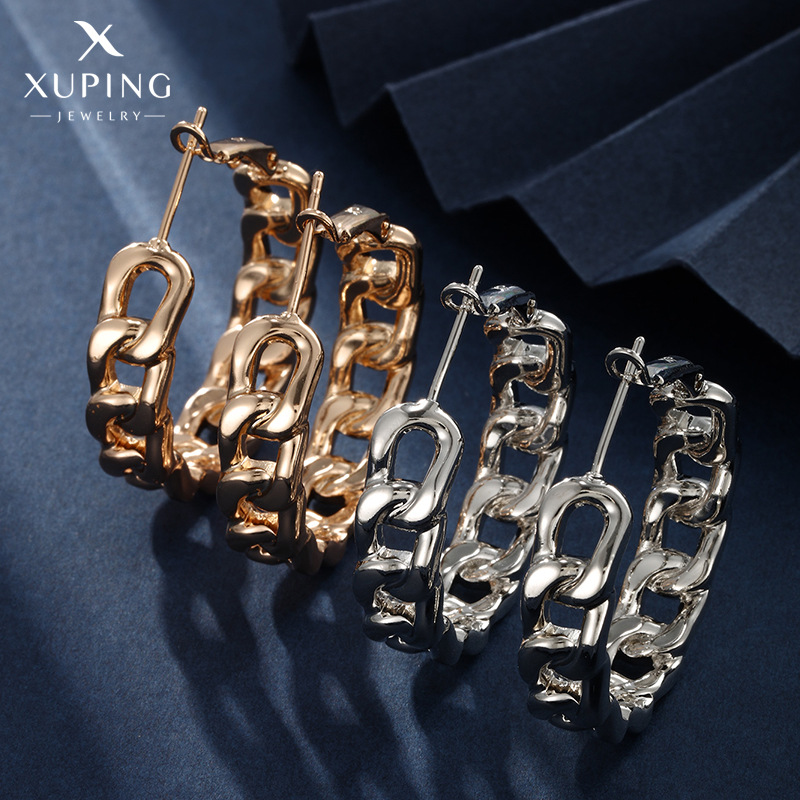 Xuping Jewelry South Korea Metal Chain Exaggerated Earrings Fashion Normcore Style Ear Ring Internet Famous Personalized Earrings Wholesale for Women