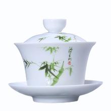 盖碗三才陶瓷杯敬茶杯功夫茶具套装杯单泡茶碗家用白瓷大号泡茶器