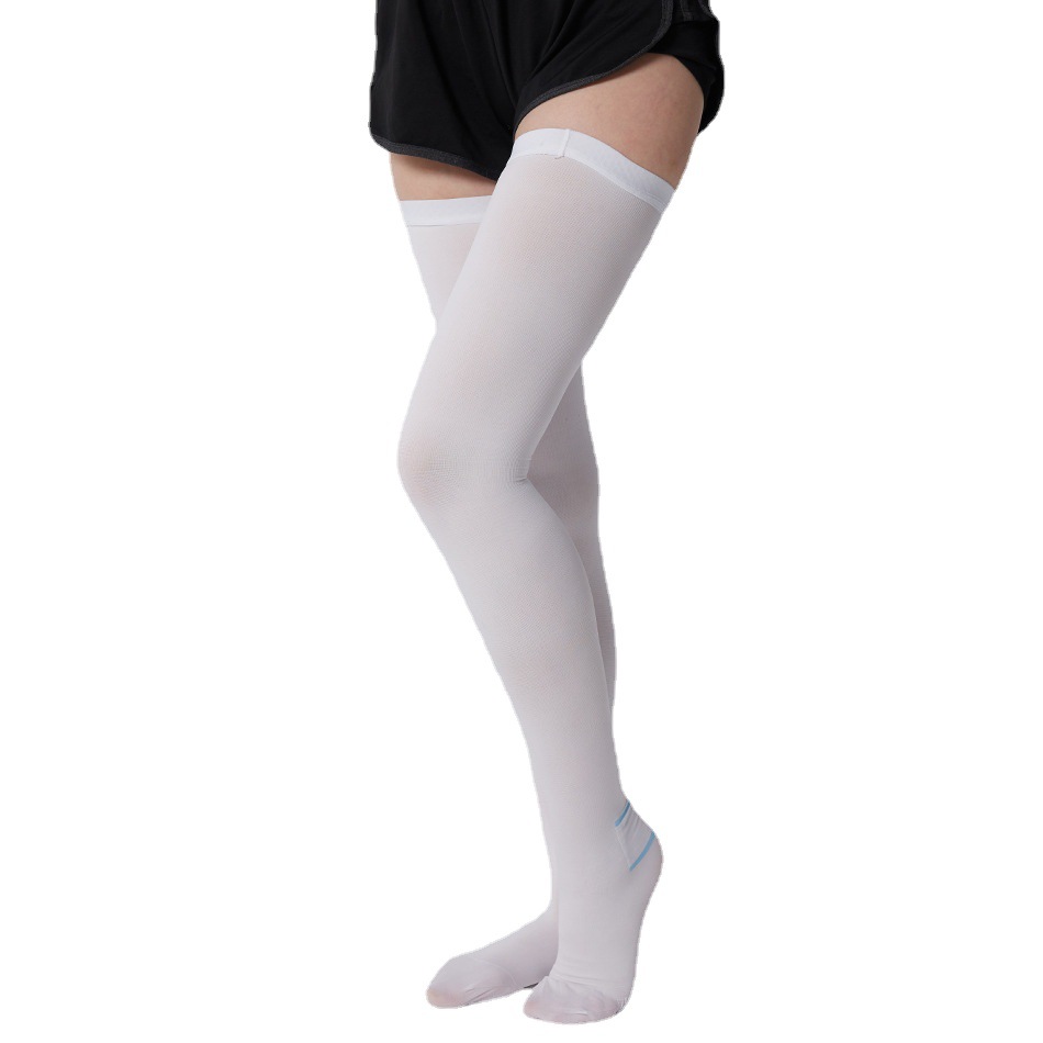 Vein Stretch Socks White Thrombosis Socks Silicone Long-Barreled Compression Stockings Thigh Supporter Socks Nurse Pregnant Women Foot Sock