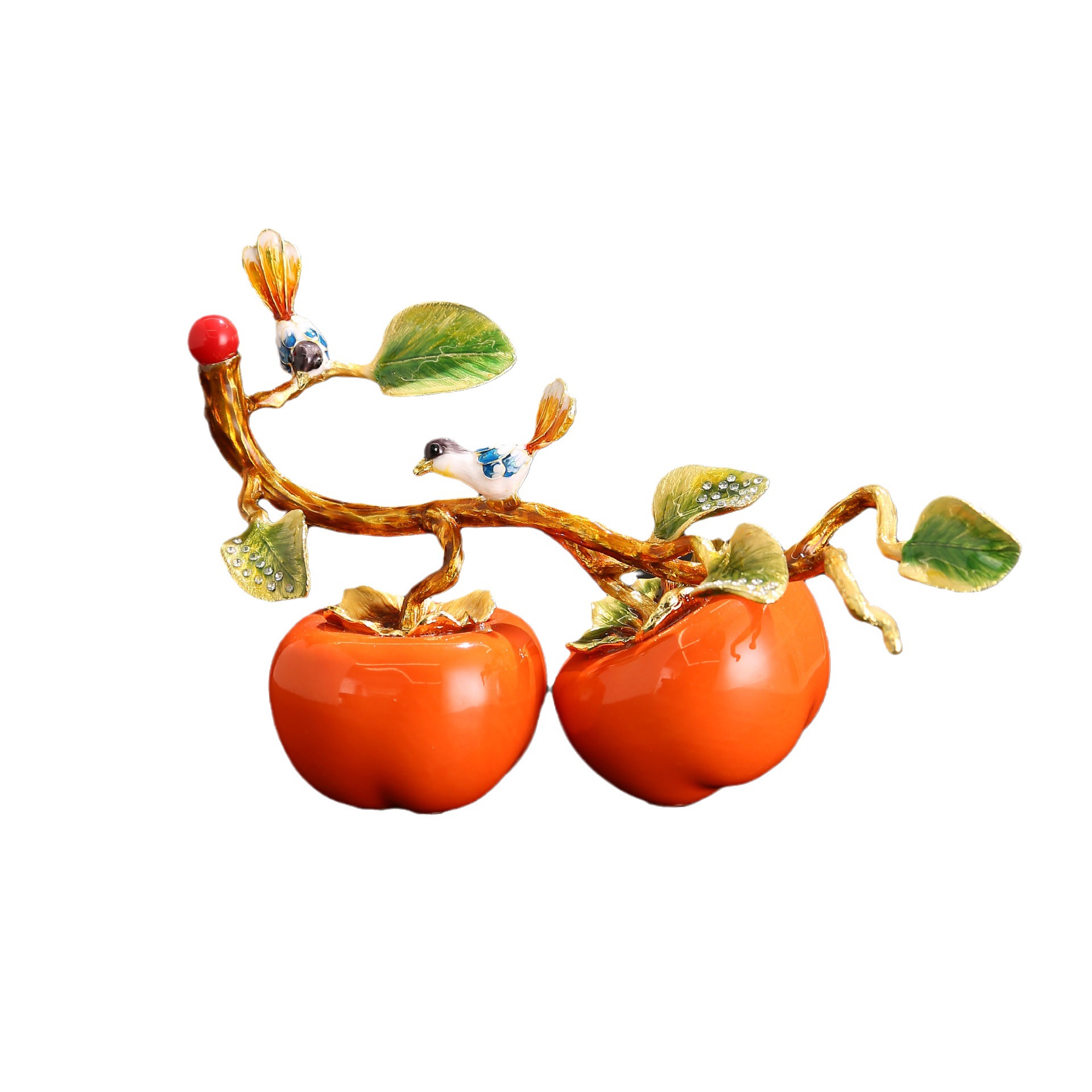 New Chinese Enamel Persimmon Persimmon All the Best Decoration TV Cabinet Entrance Villa Decoration Home New Home Gift