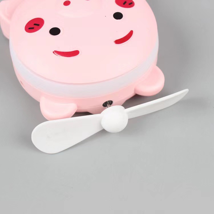 Piggy Makeup Mirror Fan Portable Led Cosmetic Mirror Mini Fan USB Three-in-One Charging Factory Direct Sales