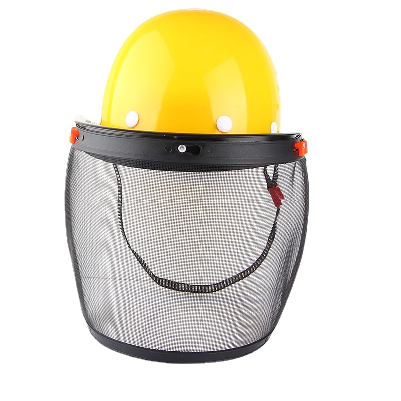 Lawn Mower Protective Mask Yellow Top Iron Wire Grass Mask Steel Wire Mesh Mask Anti-Splash Anti-Impact Mask