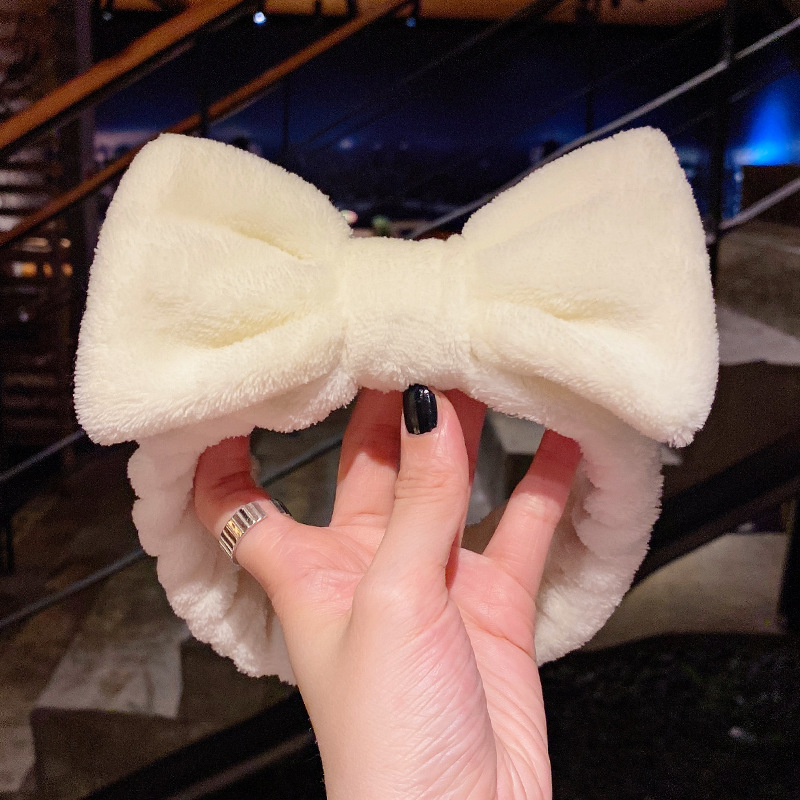 冬季热卖蝴蝶结毛绒发带 韩版糖果色可爱简约百搭洗漱化妆束发带