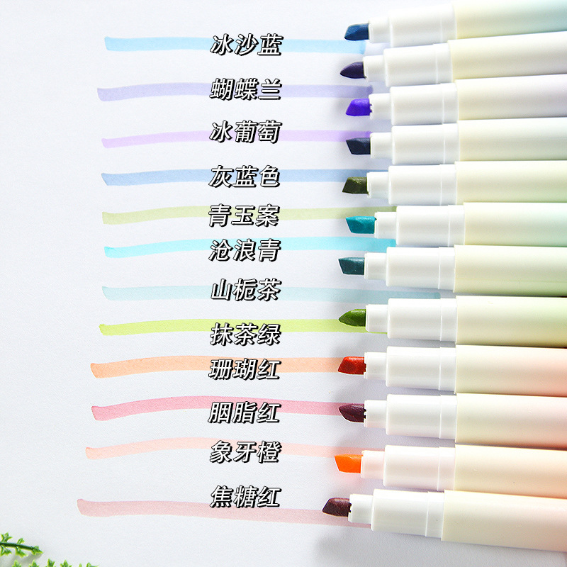 Gradient Color Fluorescent Pen Good-looking Color Key Mark Student Marker Eye Protection Color Large Capacity Fluorescent Pen