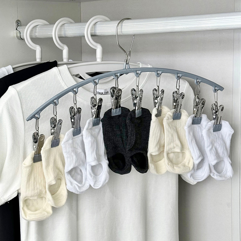 不锈钢袜子晾晒架多夹子晒袜神器架子家用挂内衣裤防风多功能唷儿