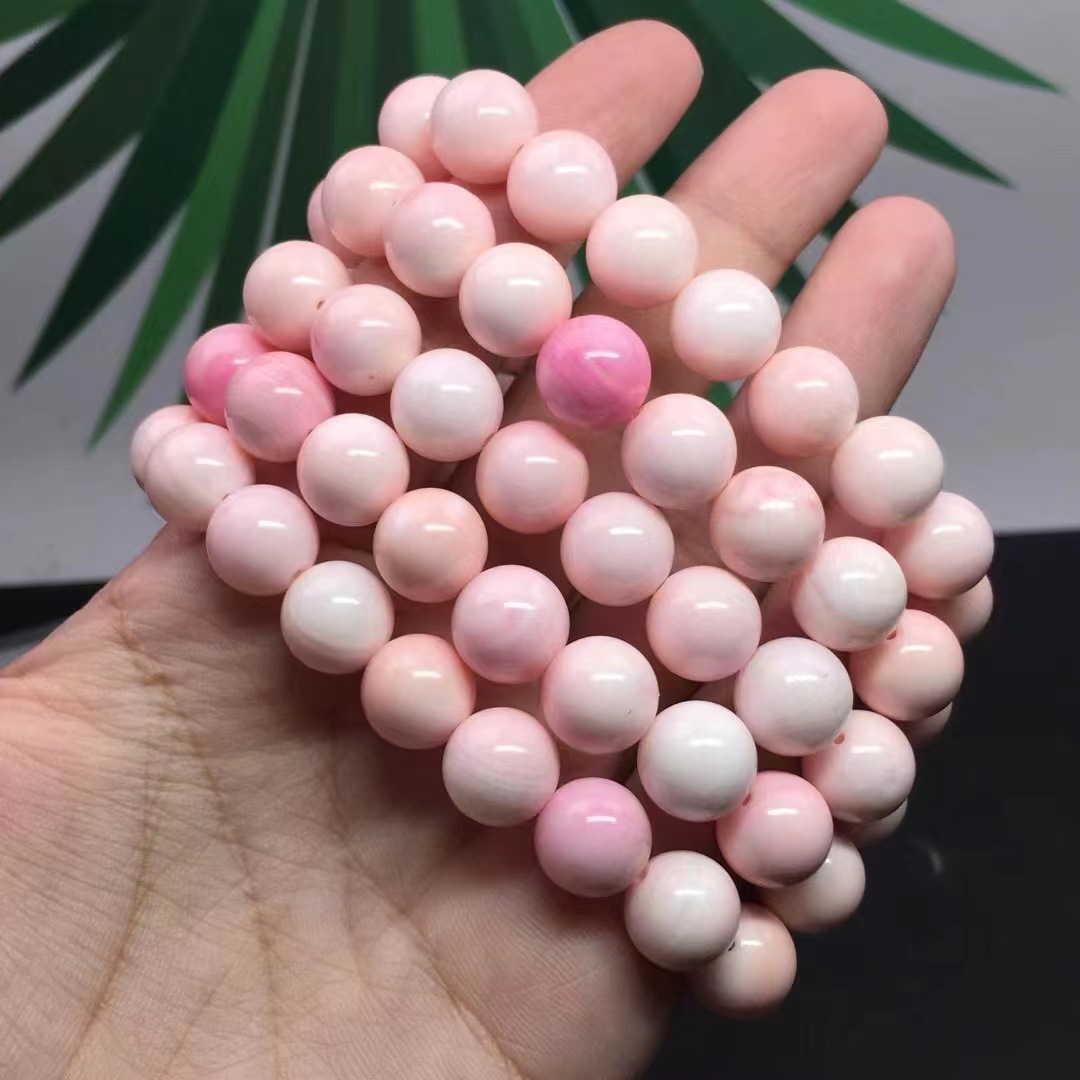 天然时尚潮流女王贝手串批发 女王凤凰螺单圈圆珠手链女 粉嫩清新