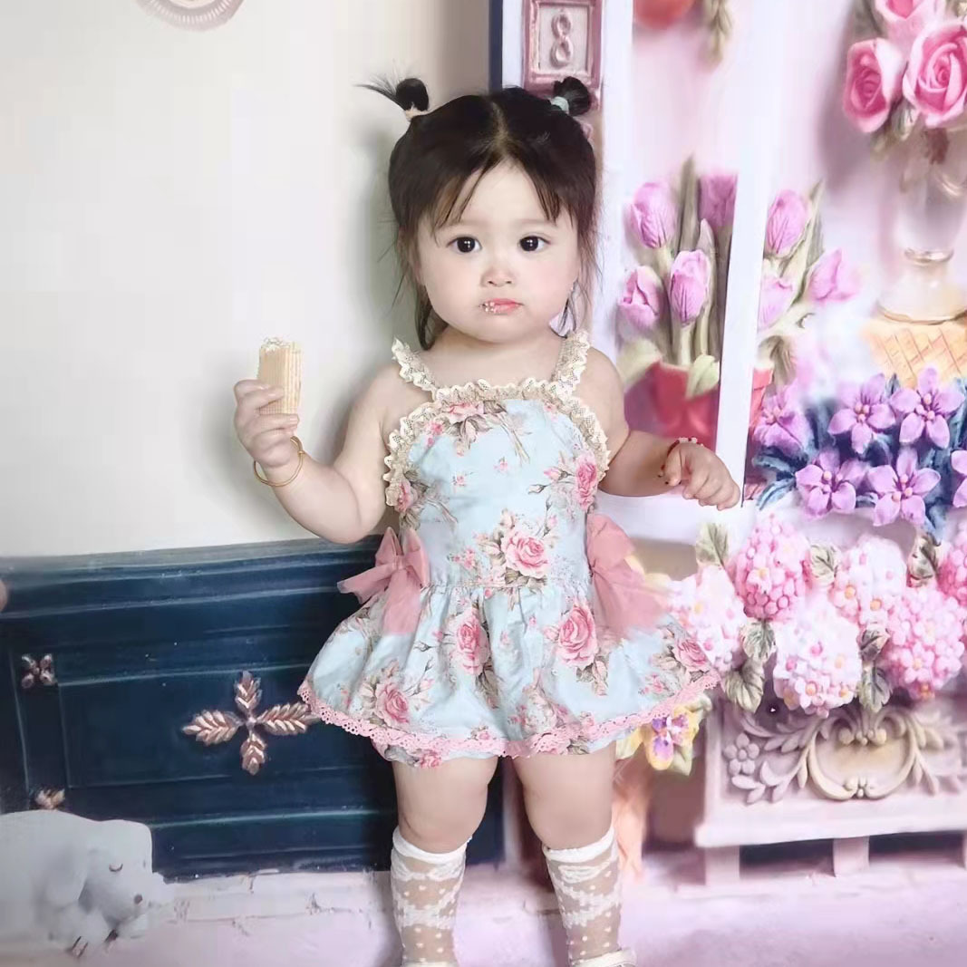 Ins Popular Summer Western Style Baby Princess Romper Skirt Children Lolita Skirt Girl Baby Suspender Skirt Baby Clothes