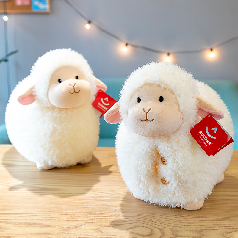 正品仿真小绵羊公仔玩偶羊驼毛绒玩具布娃娃手暖网红抱枕生日礼物