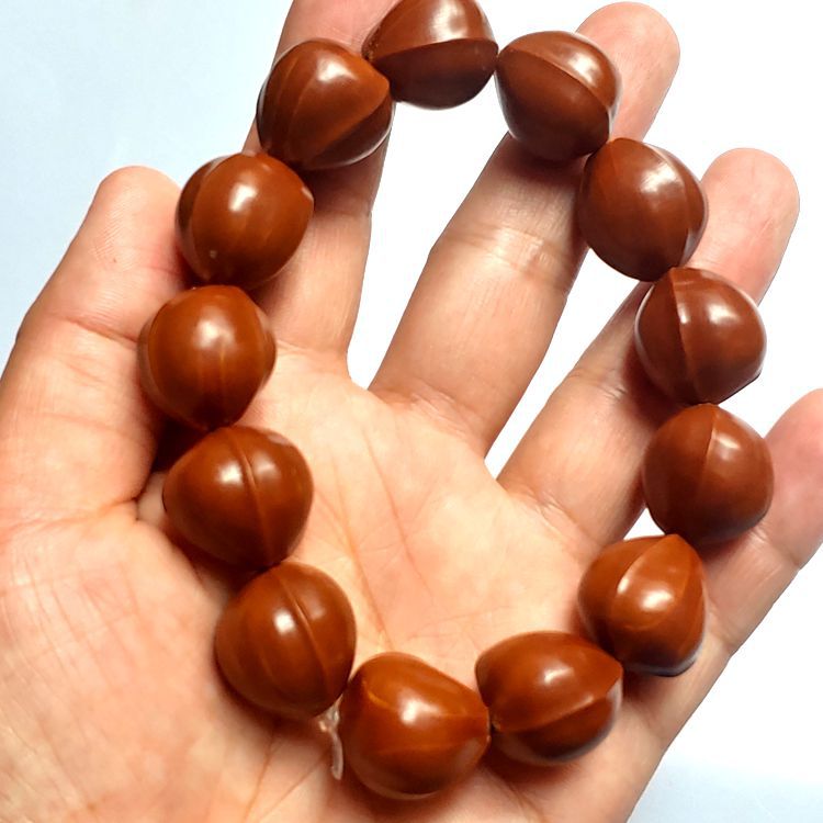 橄榄核雕刻红核老铁核鲨鱼背光珠男女手串手链把玩件