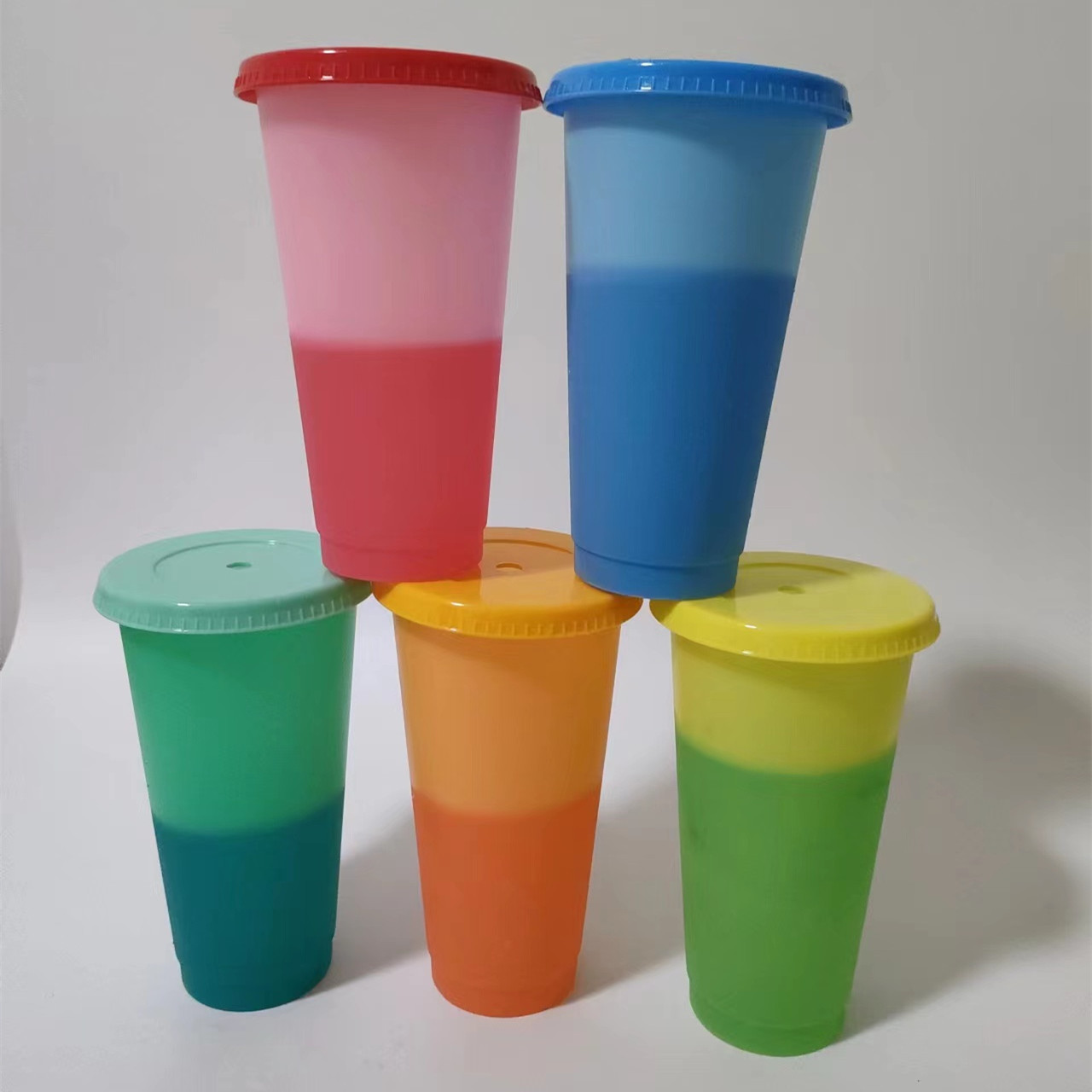 Factory New Temperature-Sensitive Cold Color-Changing 710 Large Capacity Pp Plastic Sippy Cup Wholesale Logo Drink Cup