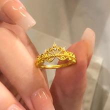 小碎钻皇冠戒指女法式公主风指环简约小众设计高级感新款食指戒潮