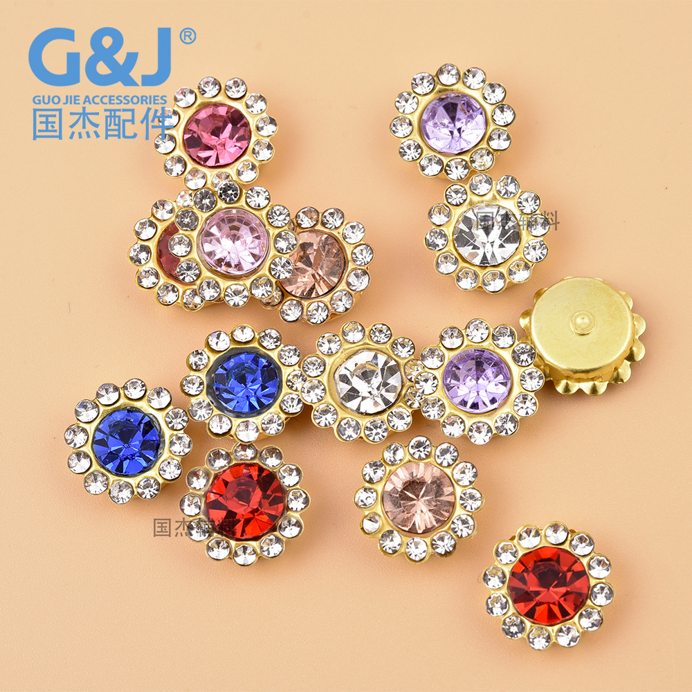 9. 8mm round SUNFLOWER Rhinestone Nail Beauty Hair Band DIY Ornament Accessories Mobile Phone Decorative Paster Stick-on Crystals