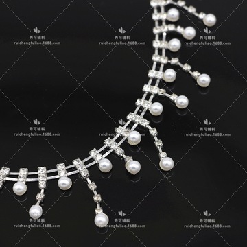 爆款新品推荐花式爪链 水钻铁流苏钻链条码链diy服装鞋帽婚纱辅料-阿