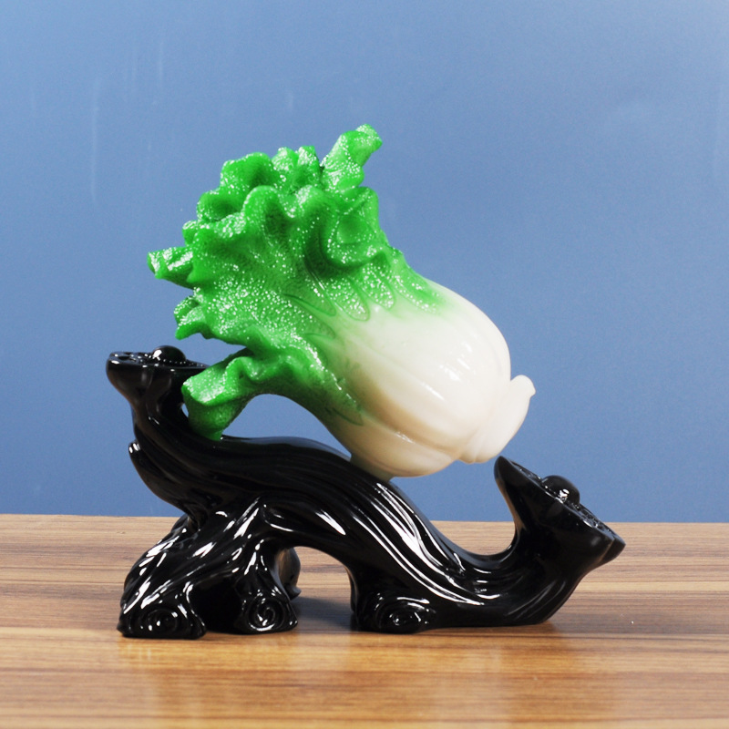 发财如意玉白菜摆件招财客厅办公室桌面装饰店铺乔迁开业工艺礼品