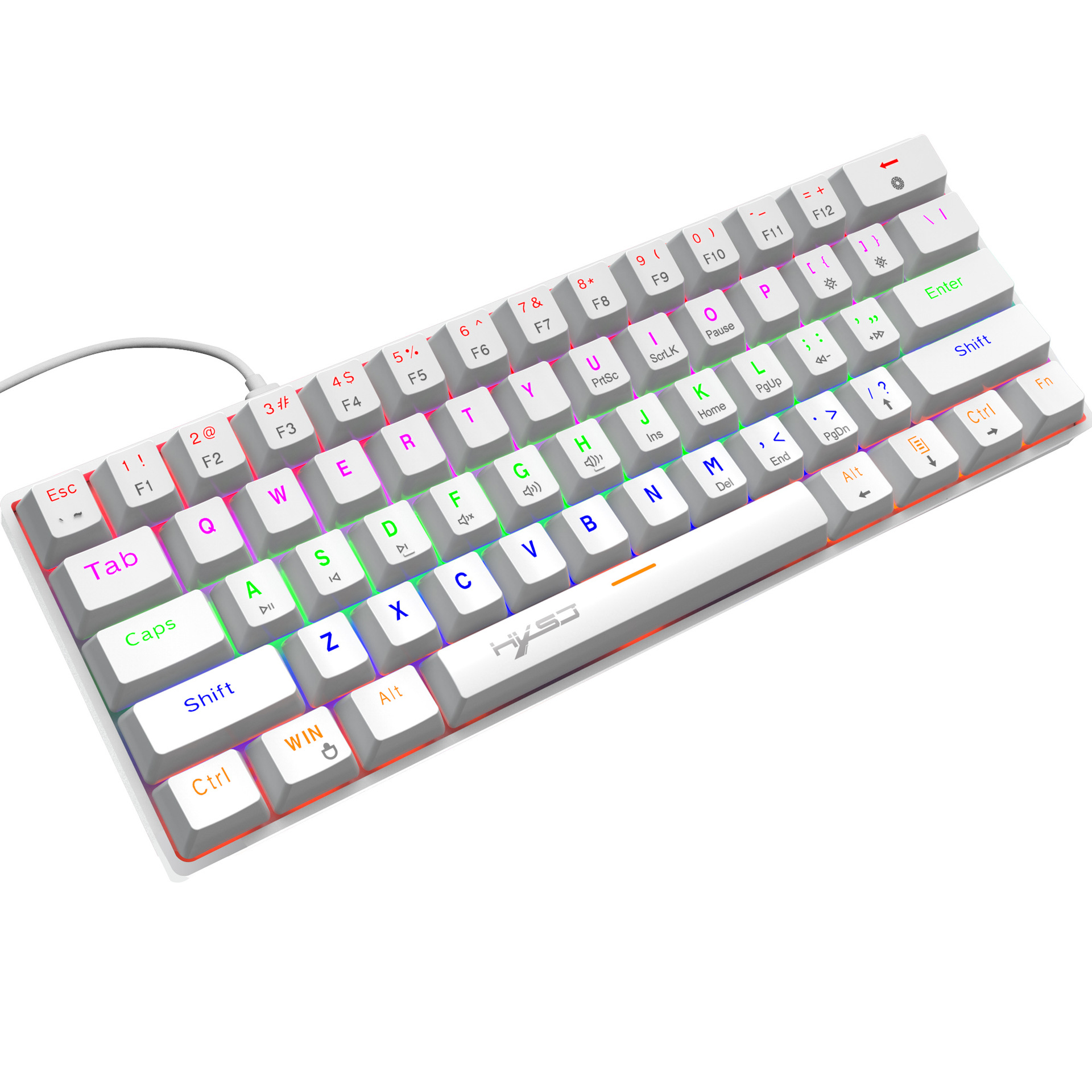 v900有线机械键盘多种灯光炫彩61keys青轴办公键盘 gaming keyboa