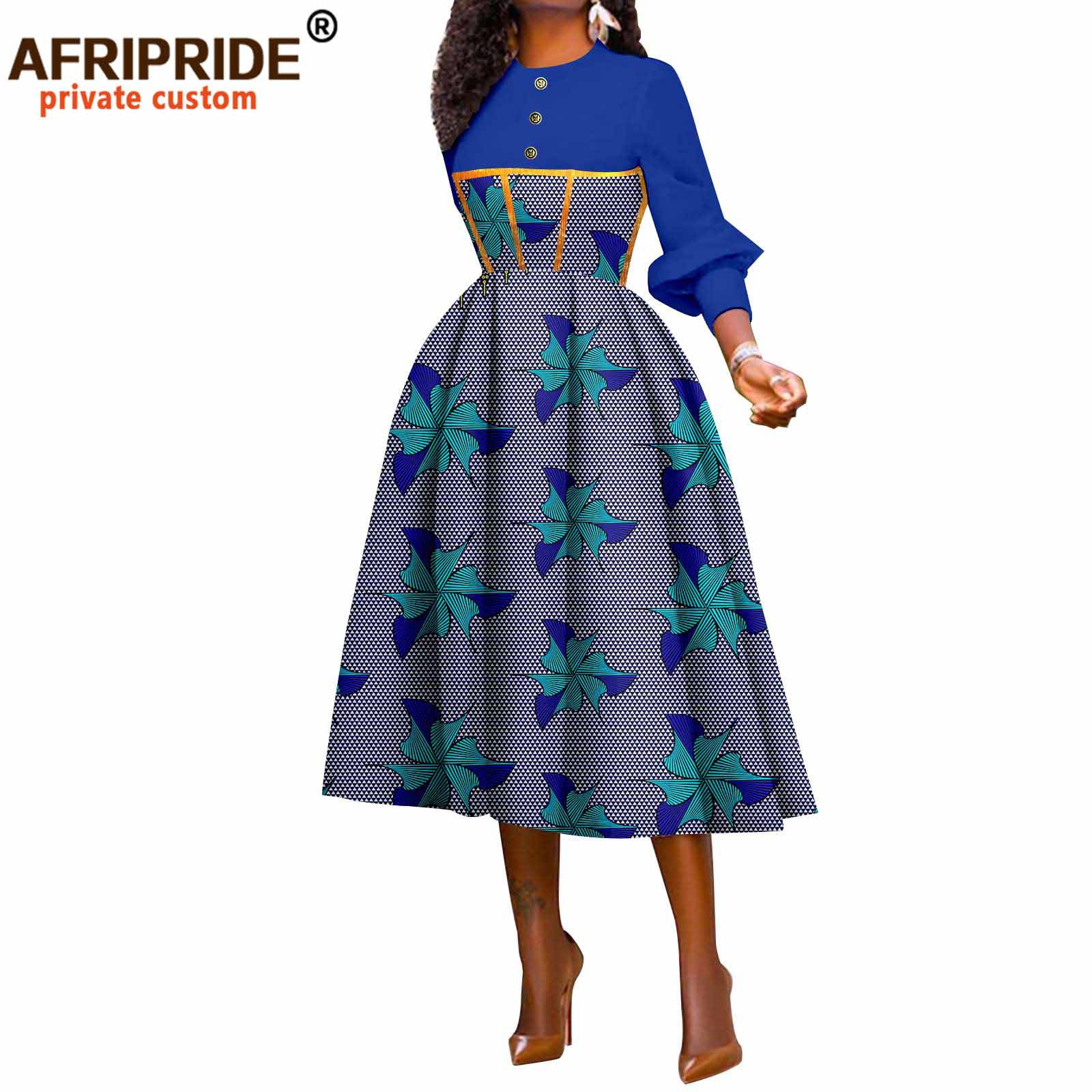 Hot Selling African Ethnic Cotton Batik Women's Dress Afripride 2225031