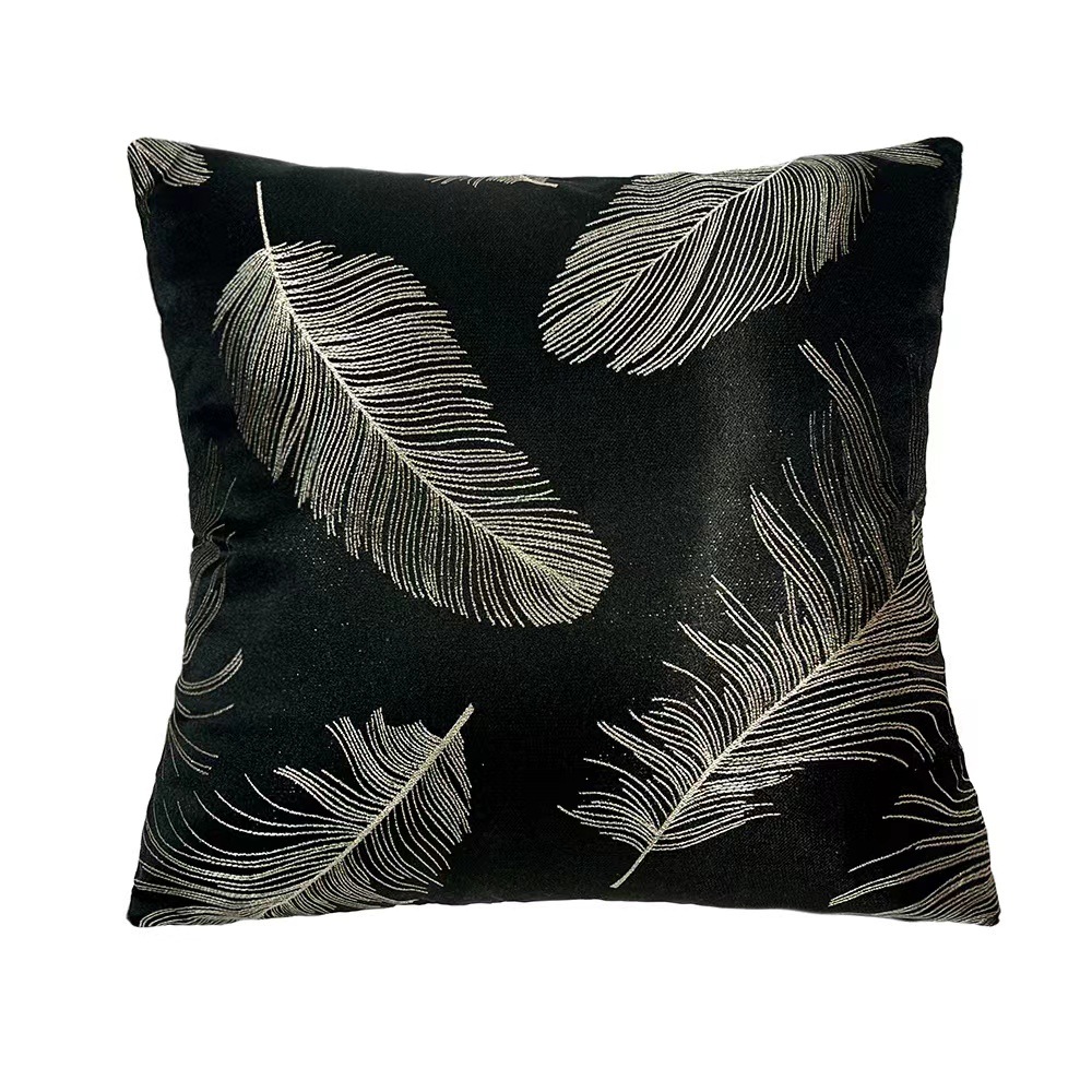 Light Luxury Feather Pattern Pillow Living Room Sofa Cushion Cover Lumbar Cushion Cover High Precision Jacquard New Chinese Pillow