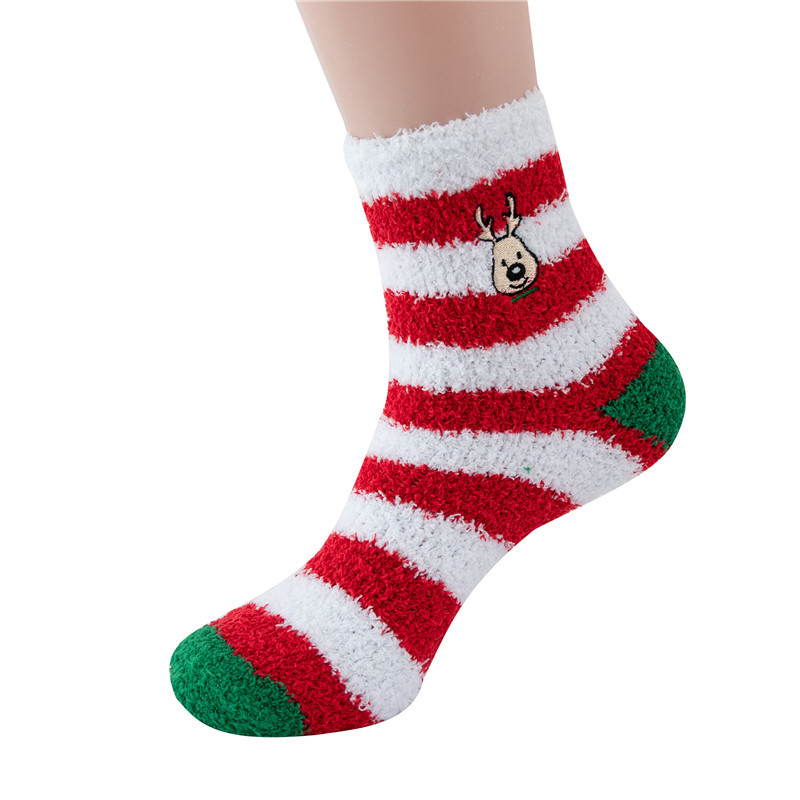 Winter Cross-Border Amazon Christmas Tree Women's Socks Coral Fleece Socks Female Christmas Stockings Mid-Calf Elk Foreign Trade Wholesale