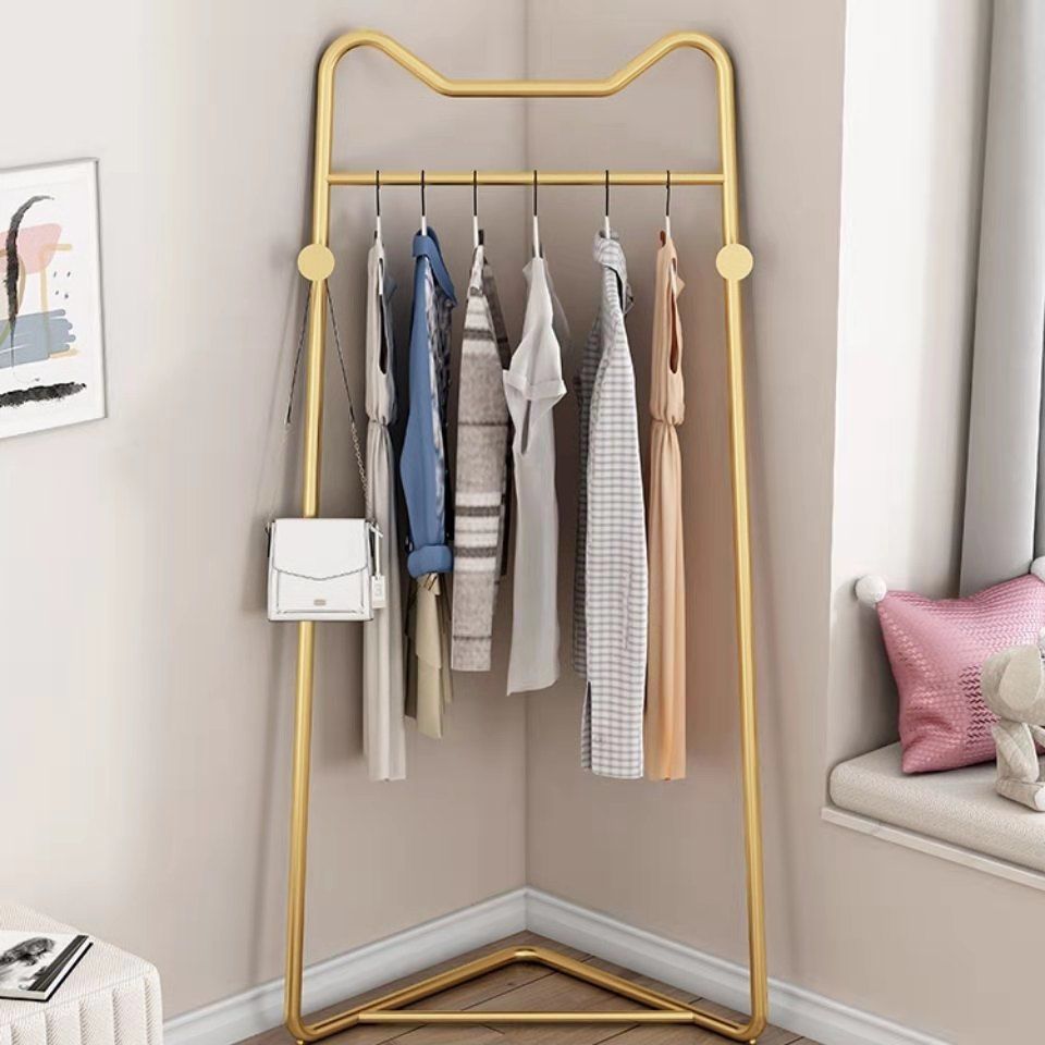 晾衣架房间墙角转角挂衣架落地网红简易衣帽架简约现代衣服架子