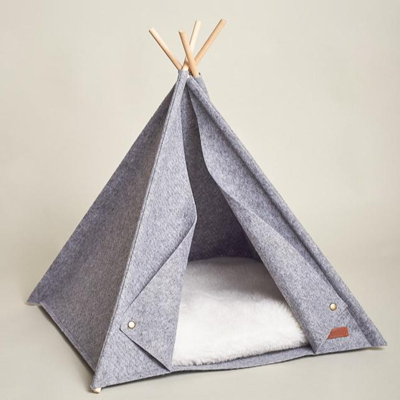 新款毛毡宠物窝 宠物用品帐篷窝 可折叠保暖毛毡狗房子