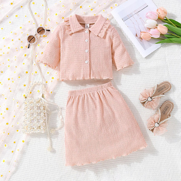 夏季新款女童套装短袖上衣短裙2件套时尚女孩童装外贸yzge