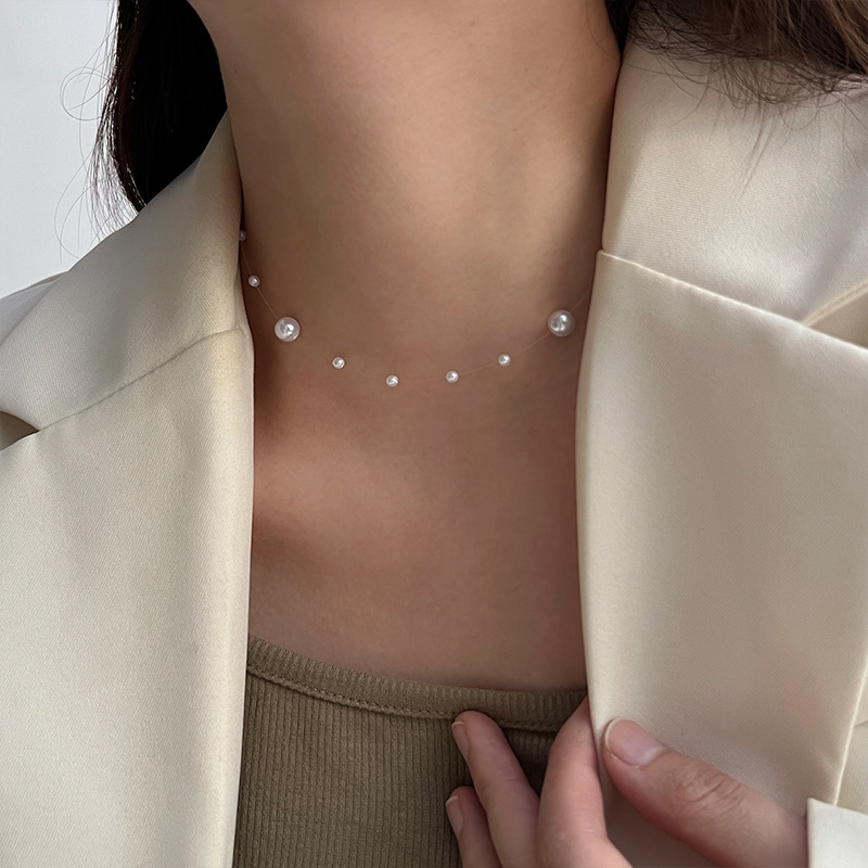 starry pearl necklace french style temperament light luxury minority necklace clavicle chain female elegant socialite autumn fashion style