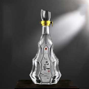 精美汾酒玻璃白酒瓶自酿空酒瓶透明白酒玻璃瓶一斤装礼盒套装
