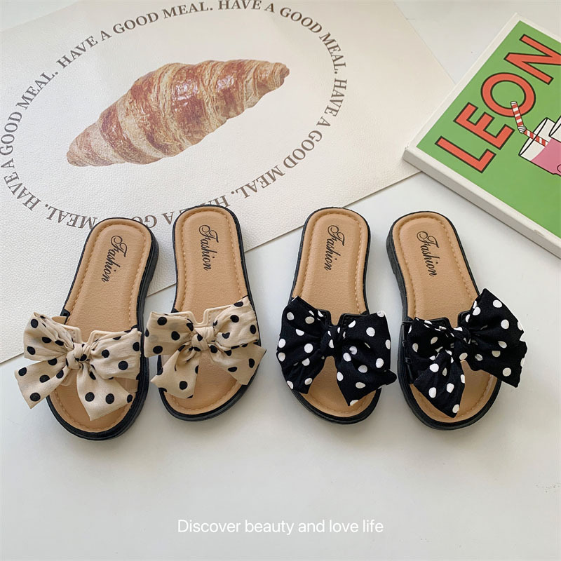 Bow Non-slip Outer Wear Girls Soft Soled Slippers
