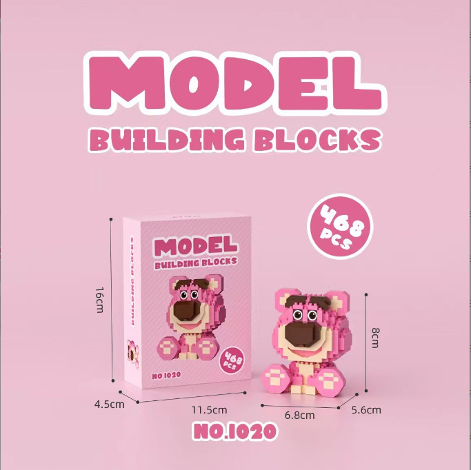 Small Particle Assembly Building Blocks Strawberry Bear Disney Puzzle Compatible Lego Toys Children's Puzzle Cartoon Model