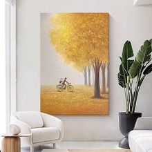 轻奢黄金树客厅落地装饰画发财树玄关风景大气高级感一树金壁挂画