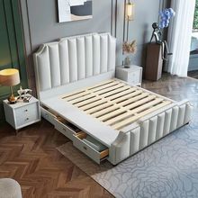 北欧风轻奢现代简约床头软靠主卧婚房1.8米双人布艺床1.5米小户型