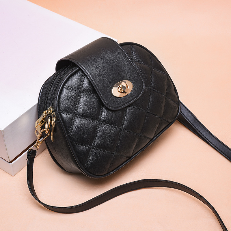 厂家批发菱格小圆包2021新款简约时尚潮pu女包洋气质感女士斜挎包