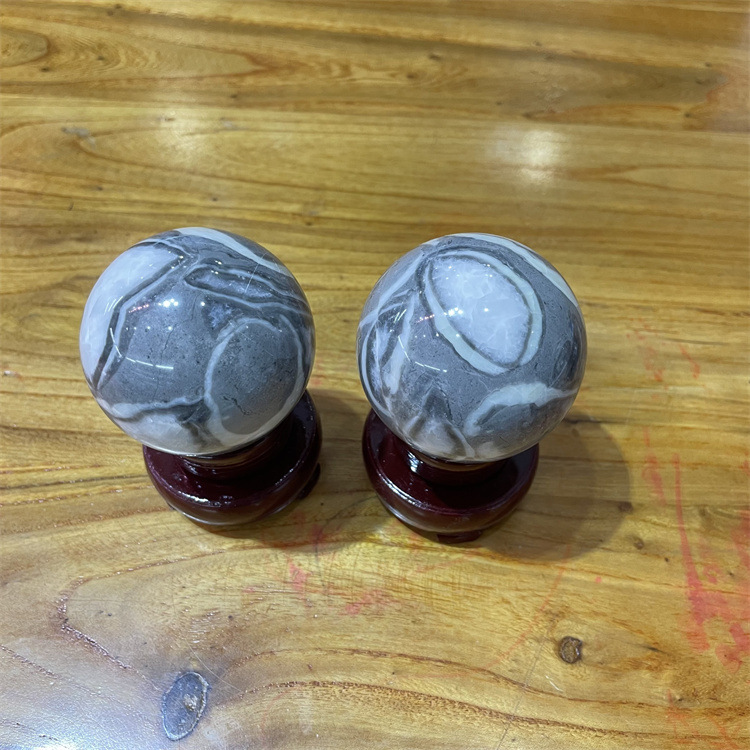 直批天然龟纹石龟背石水晶球摆件 长寿水晶球家居办公摆件工艺品