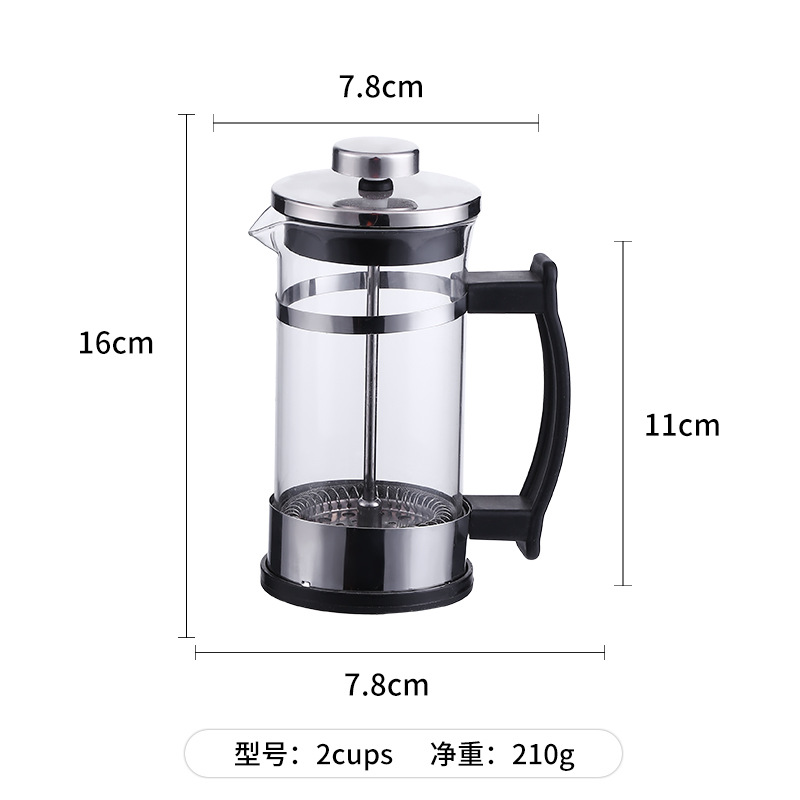 Cross-Border Hot New Stainless Steel French Presses Press Type Tea Infuser Heat-Resistant Gaopeng Silicon Glass Hand Wash Pot
